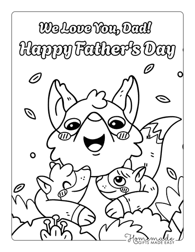 Fathers Day Coloring Pages We Love You Dad Fox Coloring