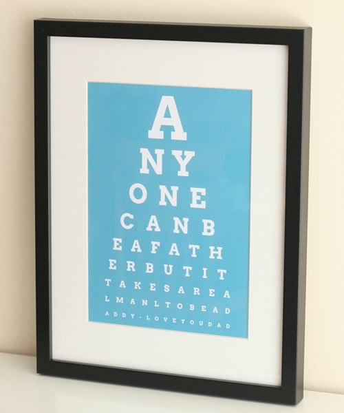 personalized fathers day gift eye chart in black frame