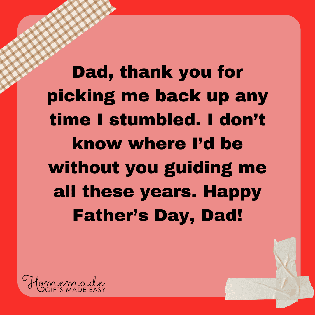 father's day messages thank you for always picking me back up when I stumble