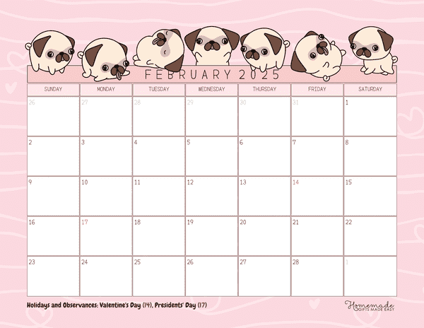 February 2025 Calendar Printable with Holidays