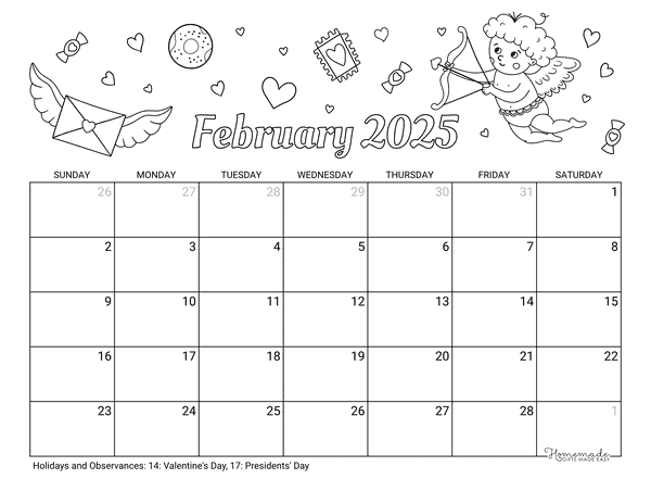 February 2024 & 2025 Calendar | Free Printable with Holidays