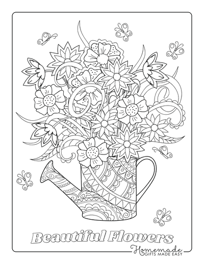 Flower Coloring Pages Beautiful Flowers in Jug Doodle