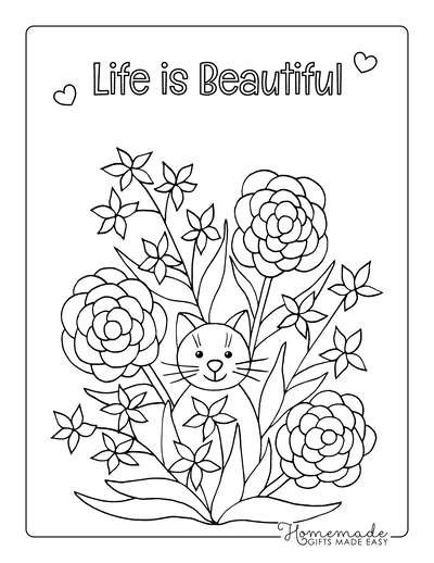 Flower Coloring Pages Cat Garden Flowers
