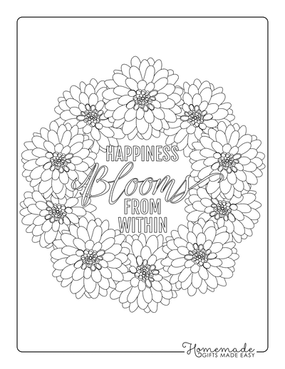 Flower Coloring Pages Dahlia Wreath Border