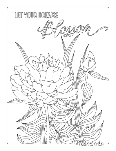 Flower Coloring Pages Detailed Peony Drawing