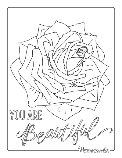 Flower Coloring Pages Detailed Rose