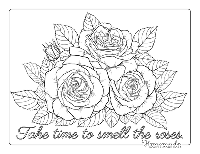 Flower Coloring Pages Detailed Rose Arrangement