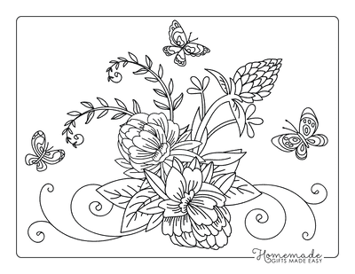 Featured image of post Coloring Pages Of Flowers And Butterflies - They have been interpreted in a variety of this butterfly coloring sheet has the queen butterfly flitting above a flower.
