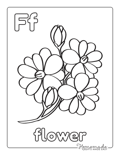 Flower Coloring Pages F Is for Flower Simple