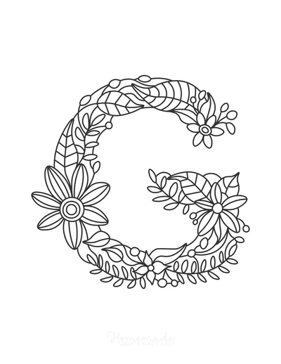 Flower Coloring Pages Letter G