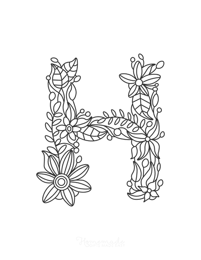 Flower Coloring Pages Letter H