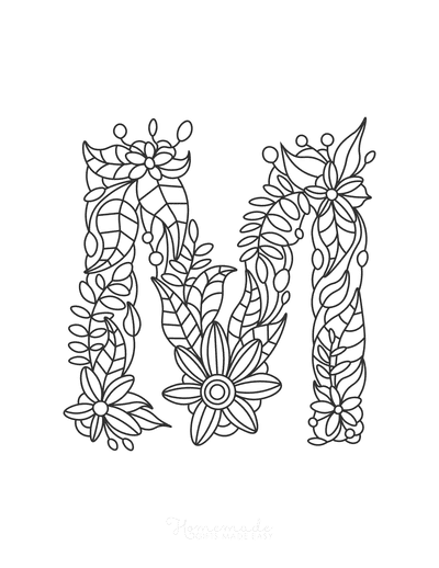 Flower Coloring Pages Letter M
