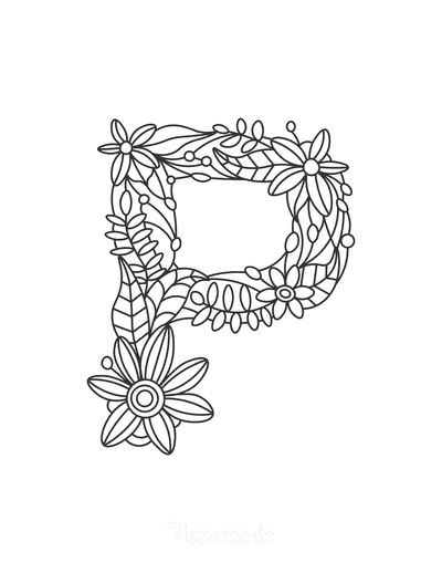 Flower Coloring Pages Letter P