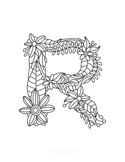 Flower Coloring Pages Letter R