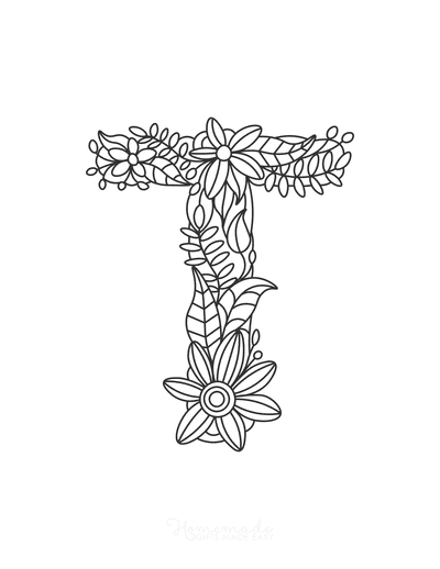 Flower Coloring Pages Letter T