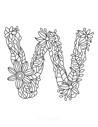 Flower Coloring Pages Letter W