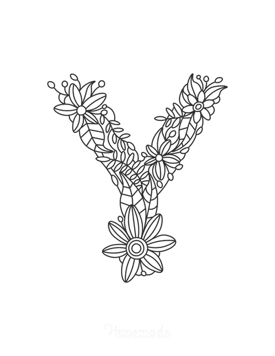 Flower Coloring Pages Letter Y