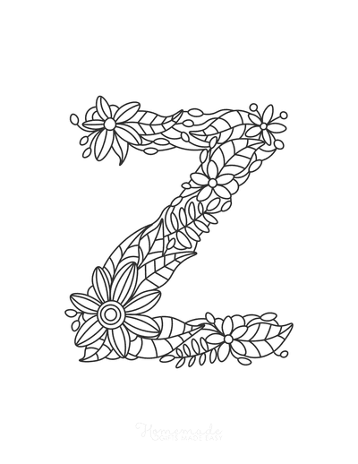 Flower Coloring Pages Letter Z