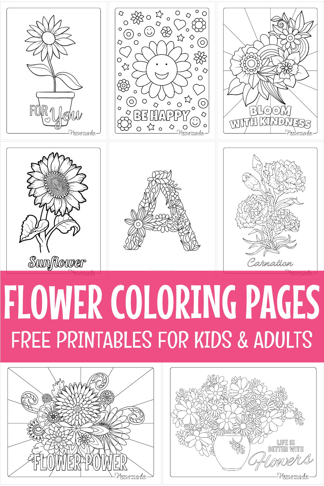 112 Beautiful Flower Coloring Pages Free Printables For Kids Adults