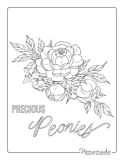 Flower Coloring Pages Peony Botanical
