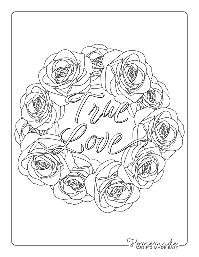 Flower Coloring Pages Rose Wreath Border