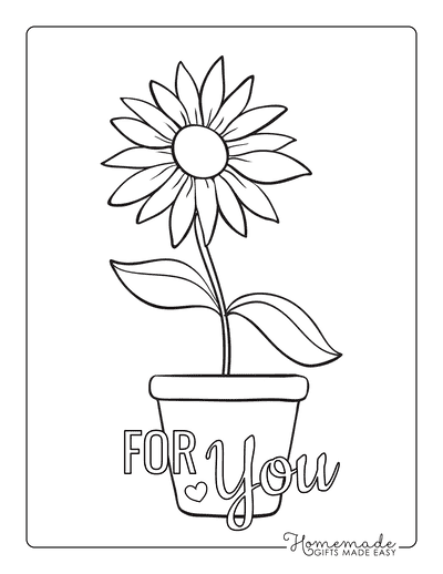 Flower Coloring Pages Single Flower in Pot