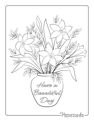 Flower Coloring Pages Vase of Flowers