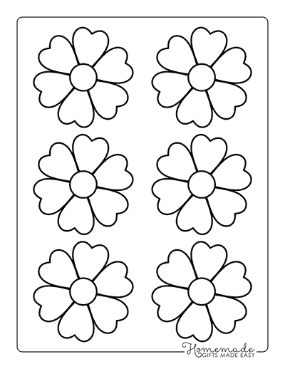 Flower Template Heart Shape Petals 3 Inch