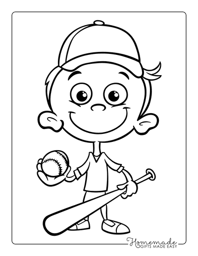 Fourth of July Coloring Pages Boy Baseball