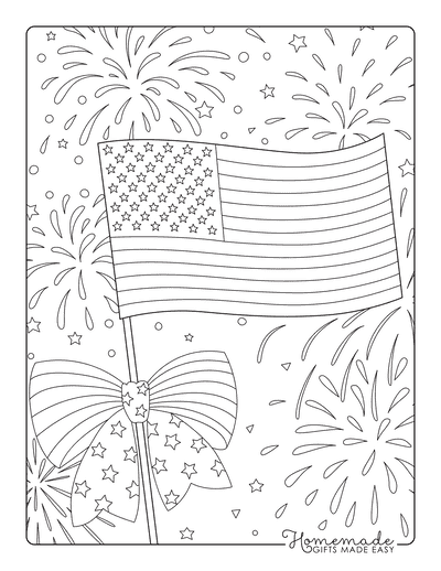Fourth of July Coloring Pages Fireworks Flag Stars Stripes