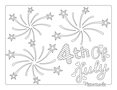 Fourth of July Coloring Pages Happy Heart Stars Stripes Fireworks