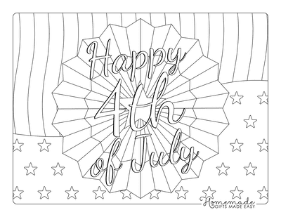 Fourth of July Coloring Pages Happy Stars Stripes Rosette