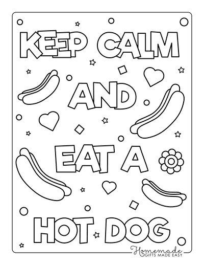 coloring pages of a hot dog