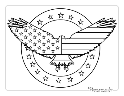 Fourth of July Coloring Pages Stars Stripes Eagle Emblem