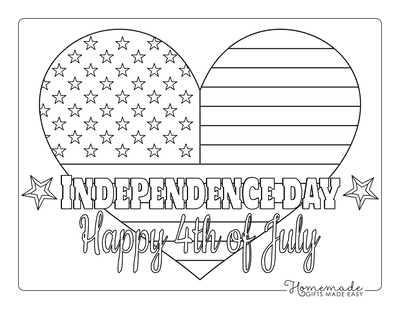 Fourth of July Coloring Pages Stars Stripes Heart Independence Day