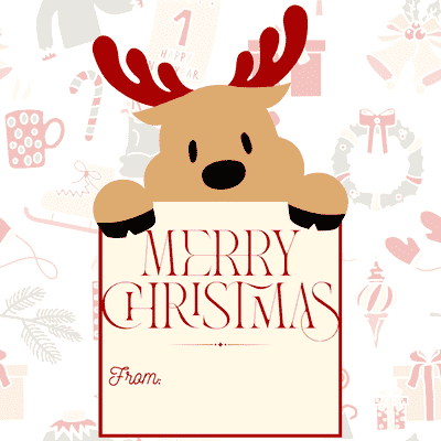 Free Printable Christmas Card Cute Reindeer Personalizable Merry Christmas
