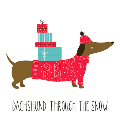 Free Printable Christmas Card Dachshund Through the Snow Dog Sweater