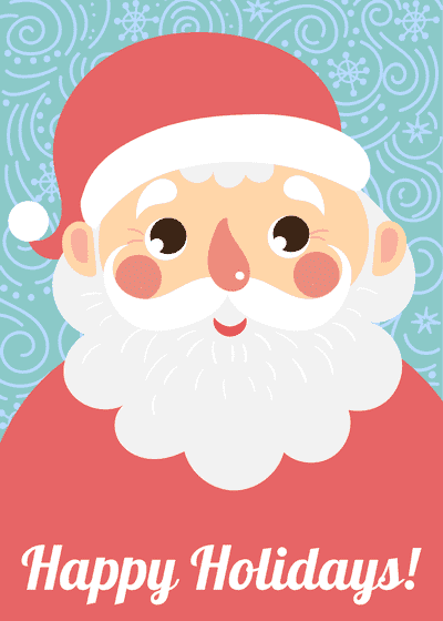 Free Printable Christmas Card Happy Holidays Santa Claus