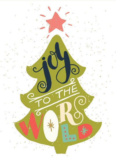 Free Printable Christmas Card Joy to the World Christmas Tree Word Art