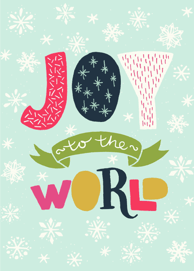 Free Printable Christmas Card Joy to the World Snowflakes Colorful