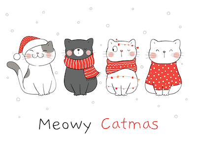 Free Printable Christmas Card Meowy Catmas Cute Cats