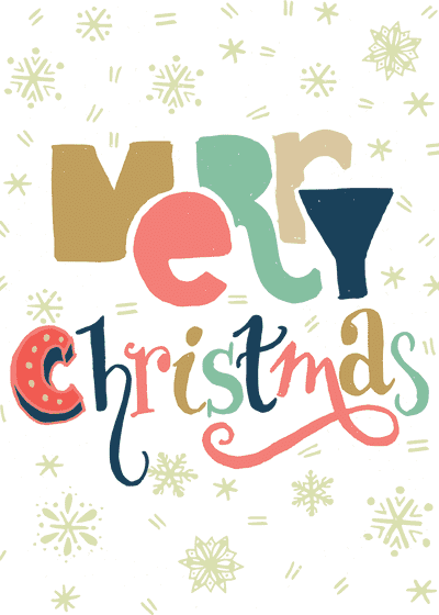 Free Printable Christmas Card Merry Christmas Colorful Font Snowflakes