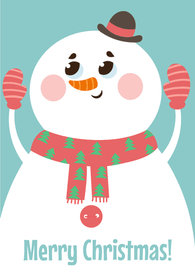 Free Printable Christmas Card Merry Christmas Snowman