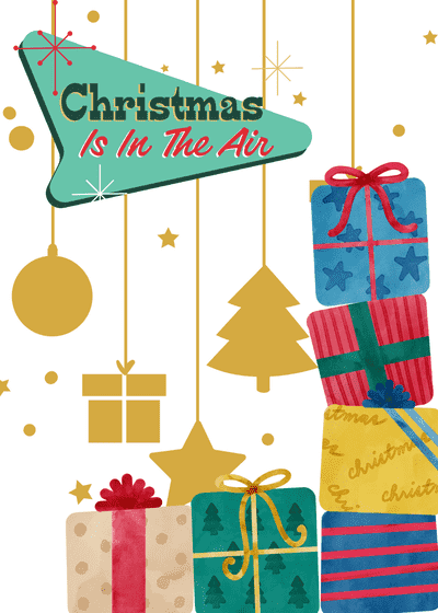 Free Printable Christmas Card Retro Style Christmas Is in the Air