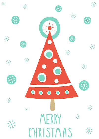 Free Printable Christmas Card Scandi Tree Snowflakes