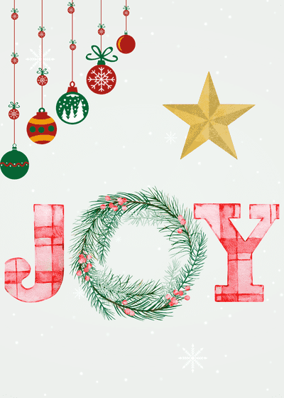 Free Printable Christmas Card Simple Joy With Decorations