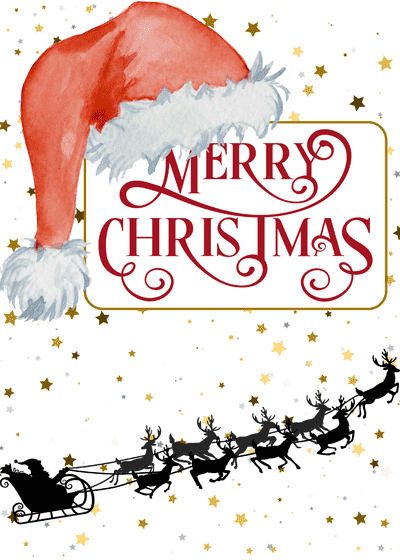 Free Printable Christmas Card Simple Santas Sleigh Merry Christmas