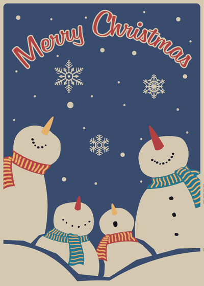 Free Printable Christmas Card Vintage Snowmen Merry Christmas