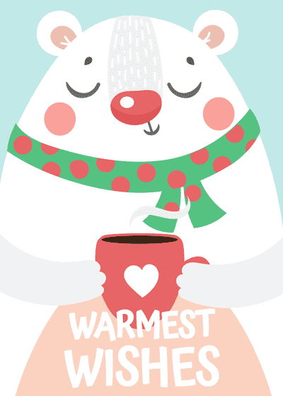Free Printable Christmas Card Warmest Wishes Bear