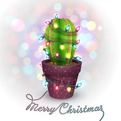 Tarjetas navideñas para imprimir gratis Luces de árbol de cactus